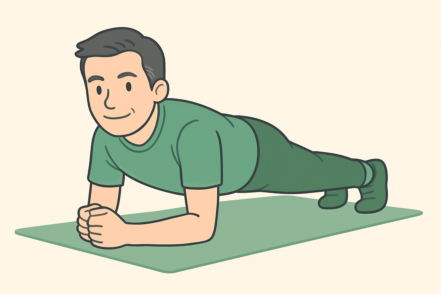 プランクをしている中年男性のイラスト