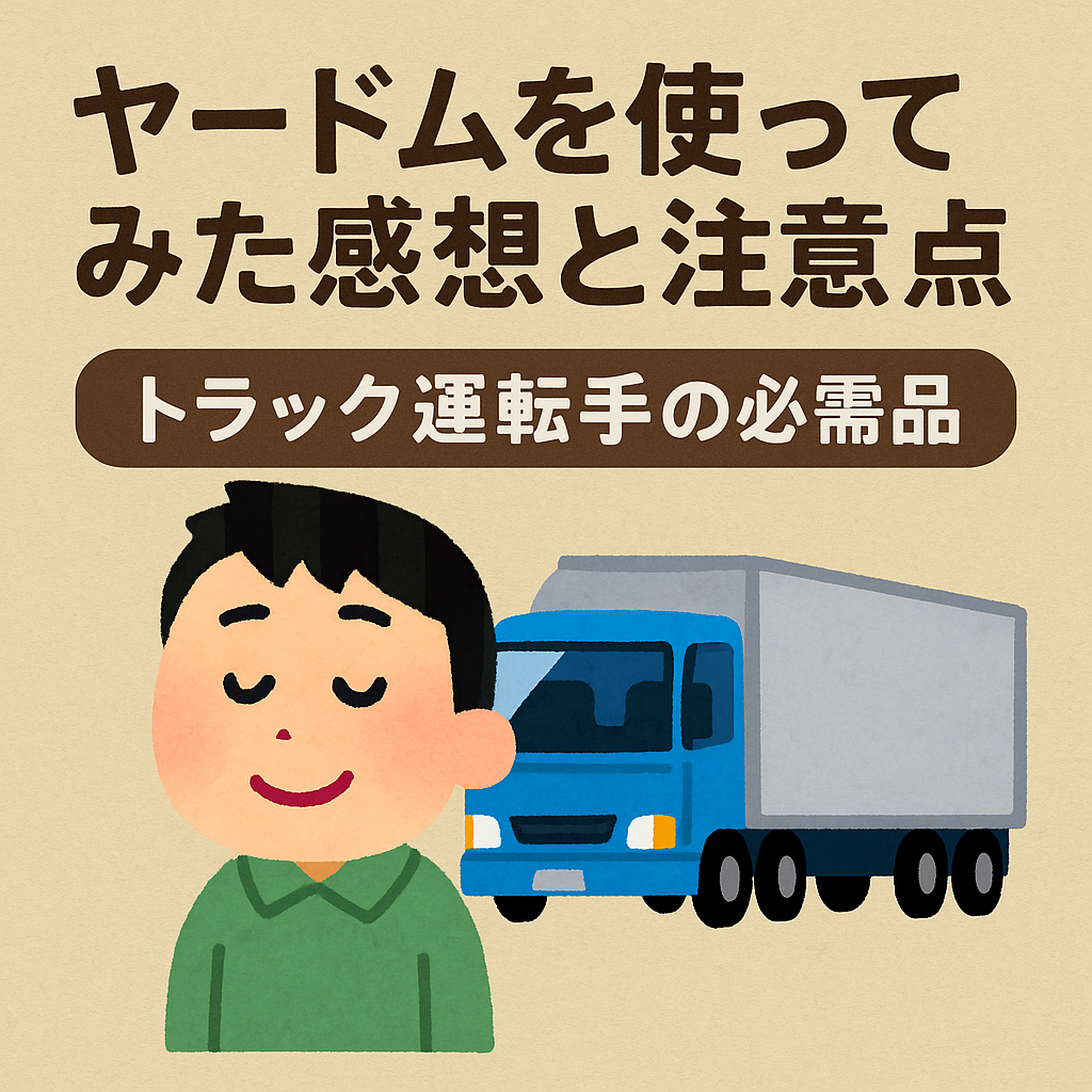 「ヤードムを使ってみた感想と注意点」のポスター風のイラスト