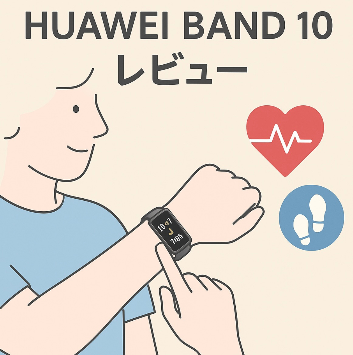 Huawei Band10レビューのイラスト