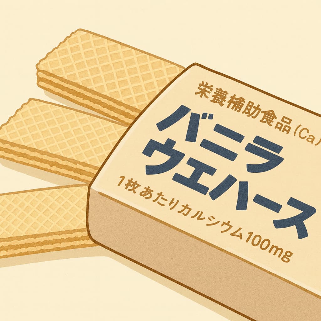 バニラウエハースの中身が袋から少し出ているイラスト風画像