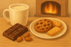 温かい感じでホッとひと息つけそうなお菓子のイラスト