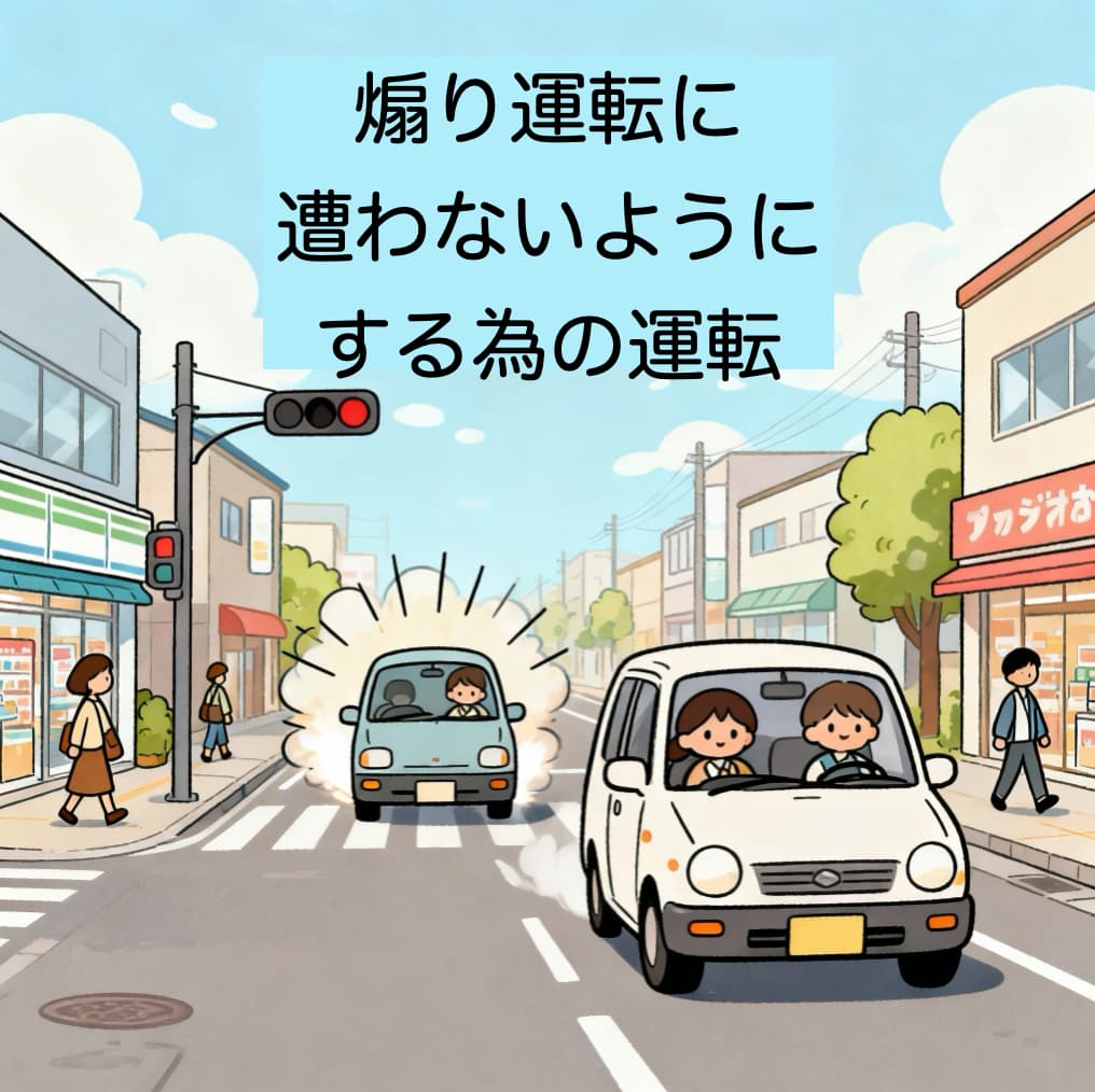 後ろからすごい勢いで煽られているイラスト