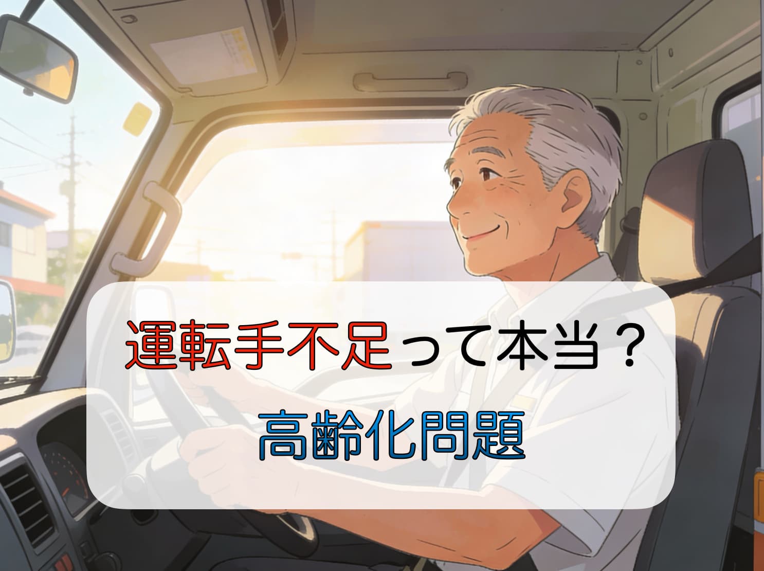 高齢のトラックドライバーが働いているイラスト
