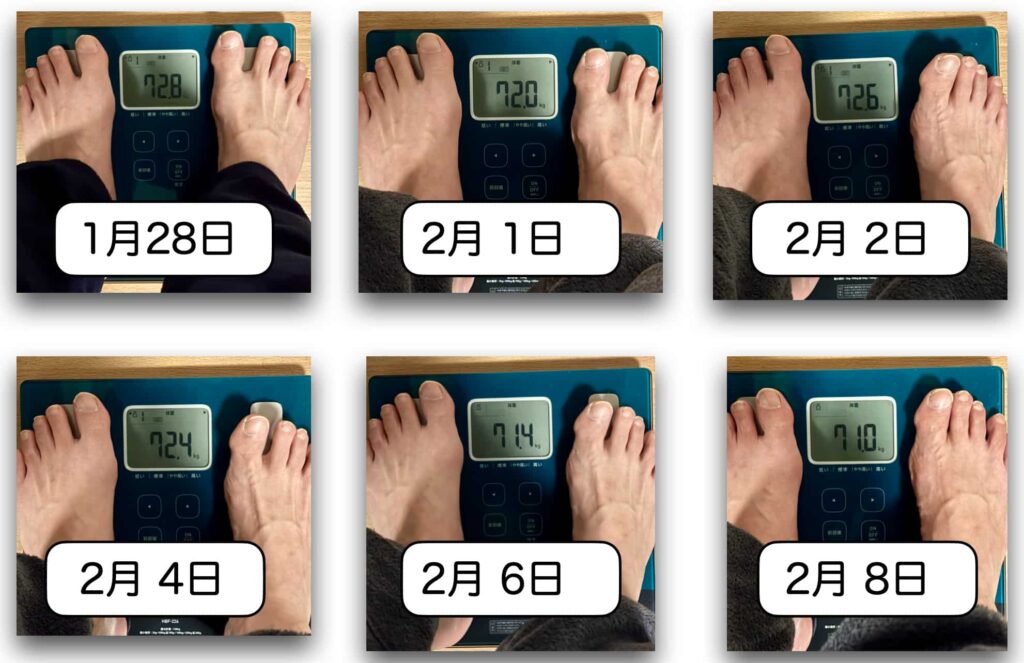 約2週間の体重の推移の写真