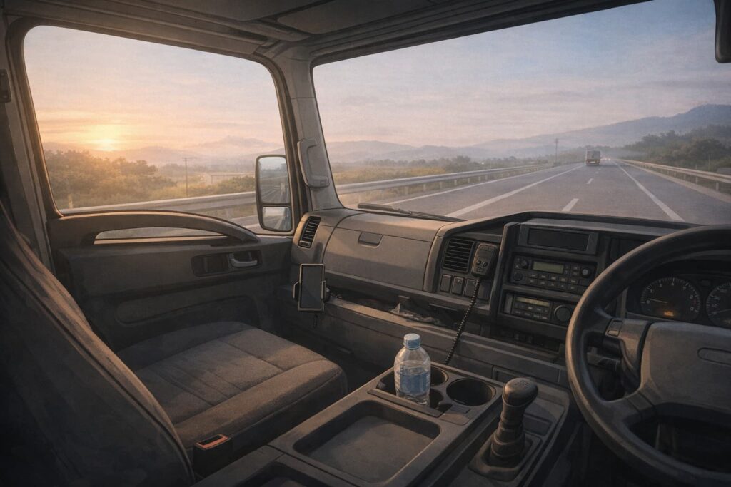 何もない静かな車内を表現したイラスト