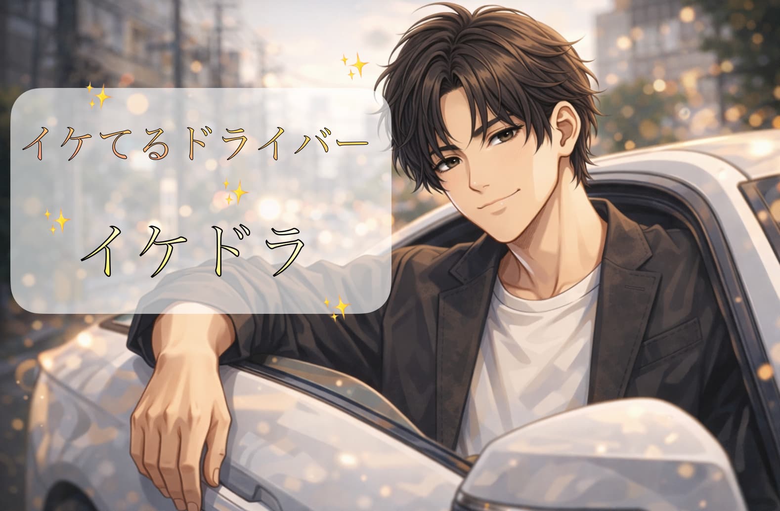 イケてるドライバーをイメージした落ち着いた表情の男性ドライバーのイラスト