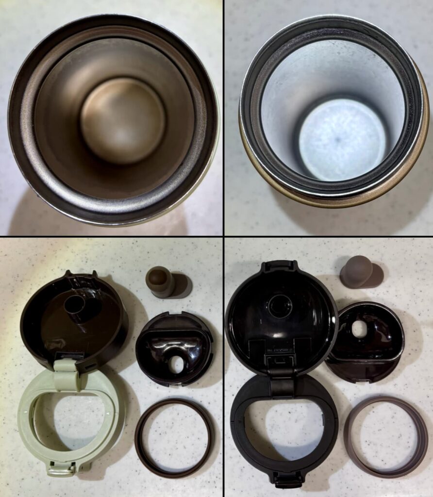 アスベルの新品と2年間使用した、中の写真と分解した写真