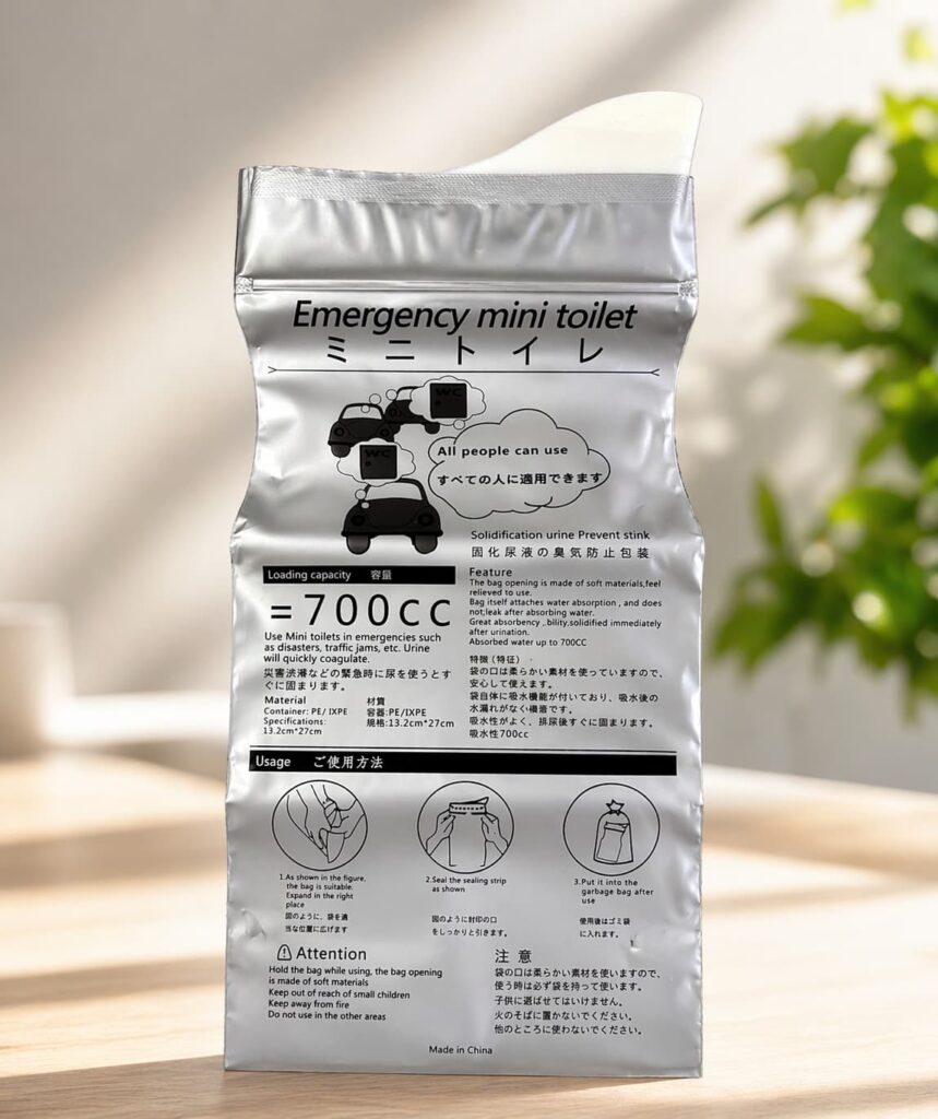 700mlの携帯トイレ個包装タイプの外観（コスパ重視モデル）