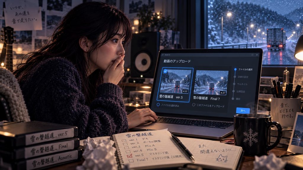 雪の磐越道の別バージョンを間違えてアップした様子